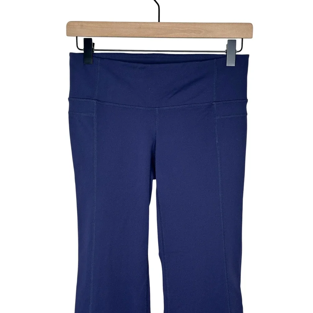 Athleta Bootcut Yoga Pants Small Petite Navy Blue Side Pockets Activewear